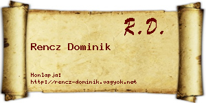 Rencz Dominik névjegykártya